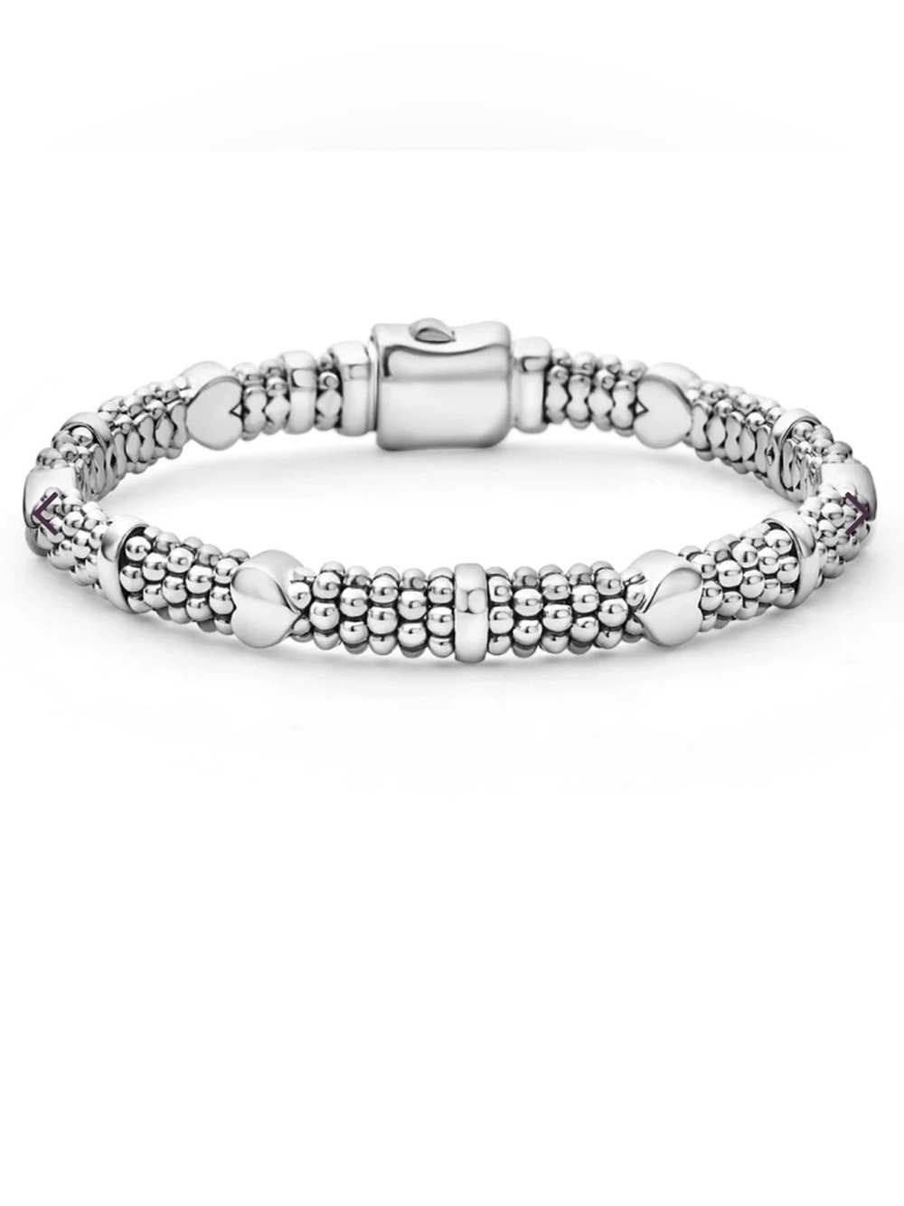 RARE CUTE!!! Lagos Heart Caviar Sterling Silver Bracelet 6mm BRAND NEW